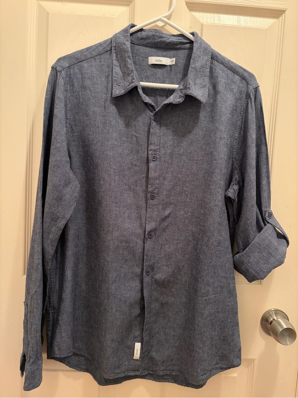 Onia Casual Chambray Button-Down Shirt in Blue